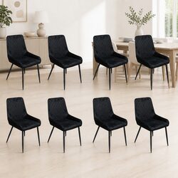 Set of 8 Padded Velvet Dining Chairs with Steel Frames