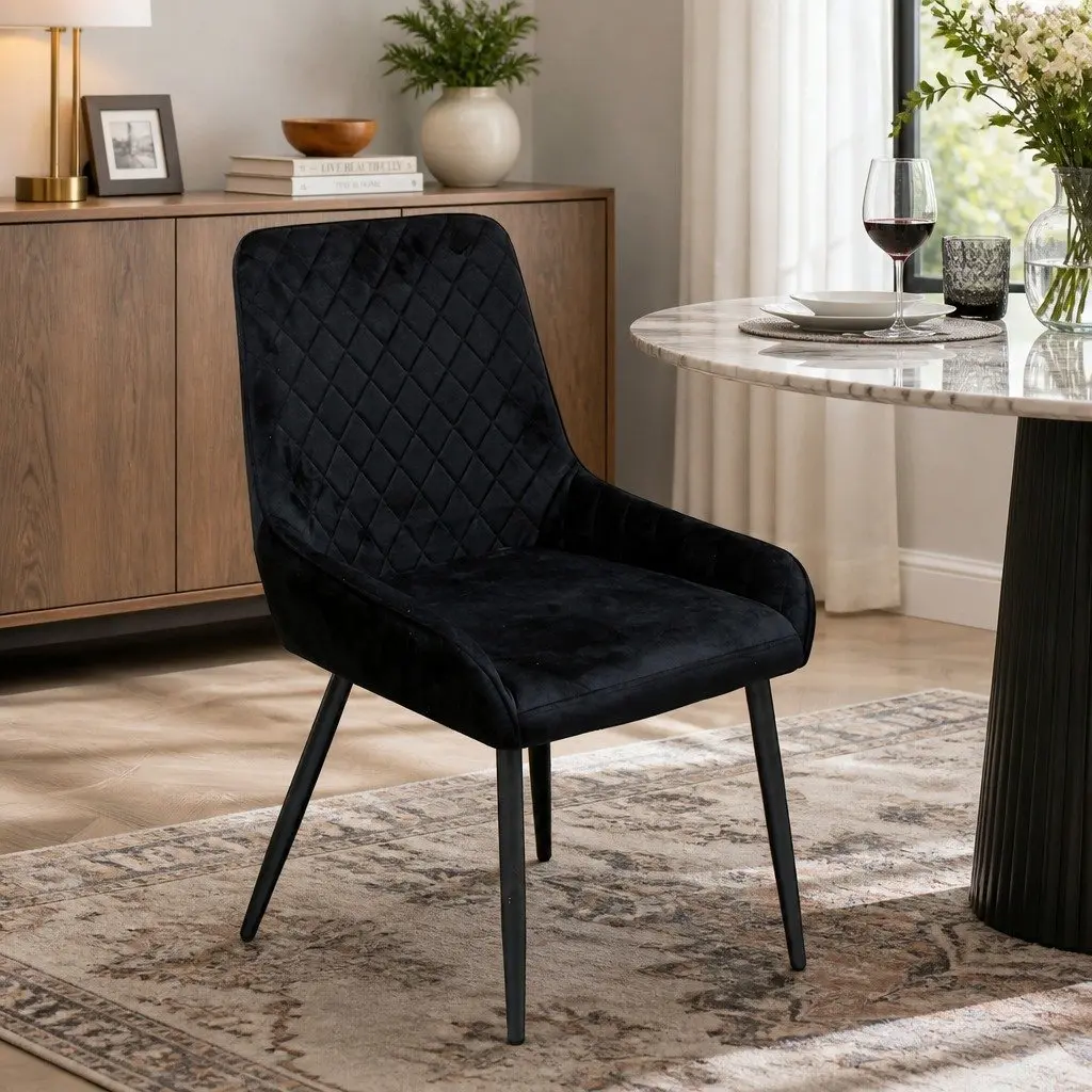 Set of 8 Steel Frame Dining Chairs with Velvet Upholstered Padded Seats for Kitchen or Dining Room