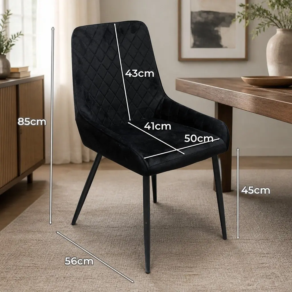 Set of 8 Steel Frame Dining Chairs with Velvet Upholstered Padded Seats for Kitchen or Dining Room