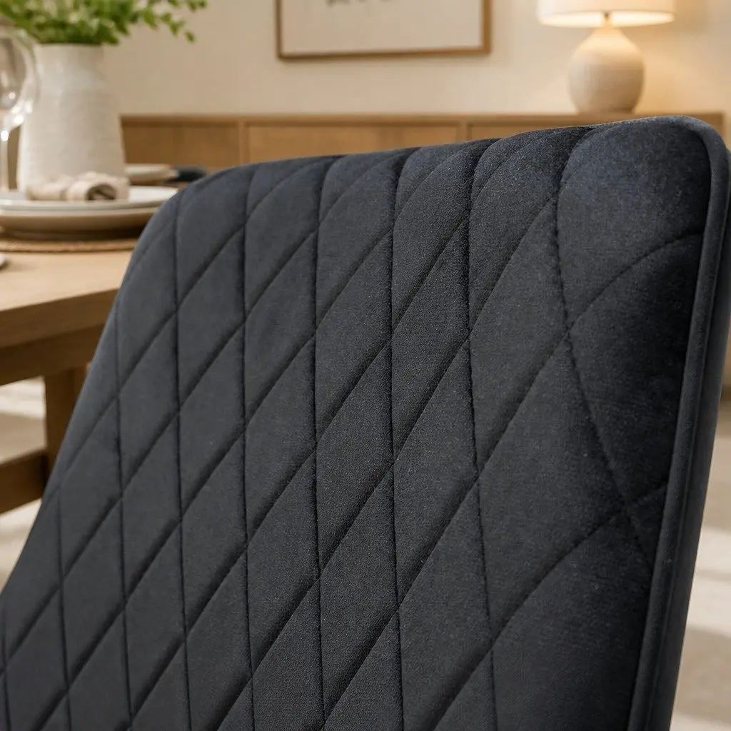 Set of 8 Steel Frame Dining Chairs with Velvet Upholstered Padded Seats for Kitchen or Dining Room