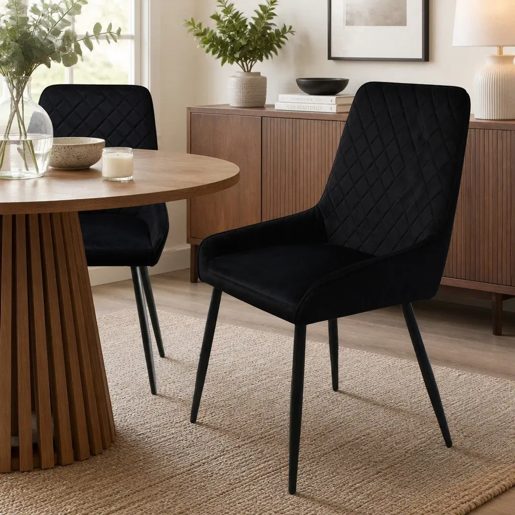 Set of 8 Steel Frame Dining Chairs with Velvet Upholstered Padded Seats for Kitchen or Dining Room