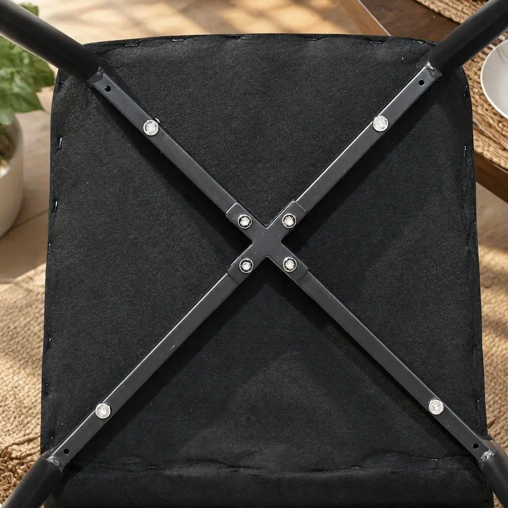 Dining Chairs Velvet Seat Padded Steel Frame High Density Foam Set of 4 Black