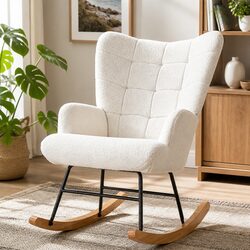 Cozy Rocking Chair with Ergonomic Fleece Upholstery