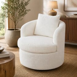 Comfortable Swivel Armchair with Fleece Upholstery