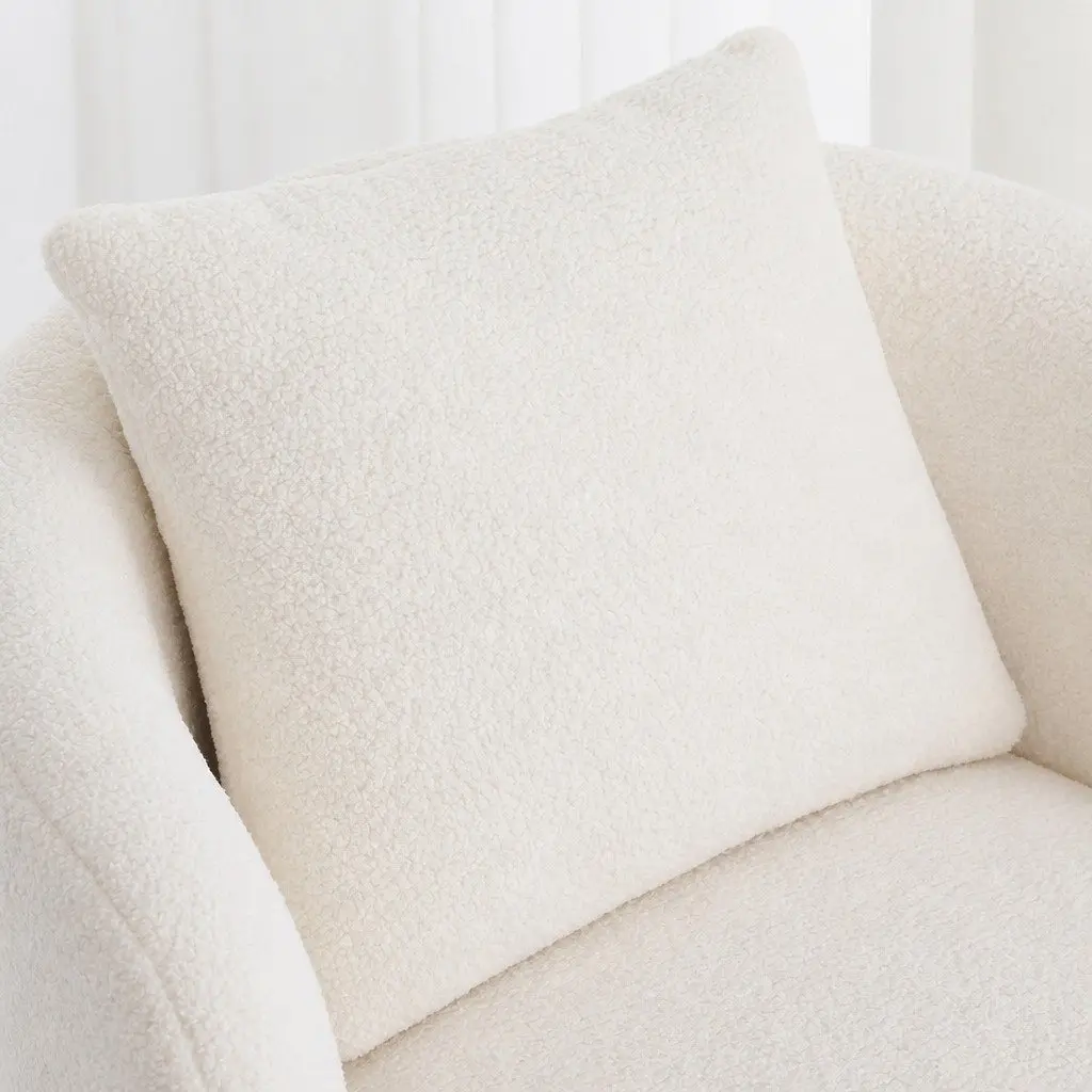Swivel Armchair Sherpa Fleece Upholstery 360 Degree Rotating Single Sofa Accent Barrel