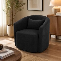 Grey Fleece Swivel Armchair Rocking Chair
