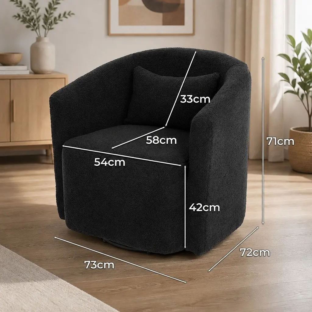 Swivel Armchair Modern Grey Fleece 360 Degree Accent Seat