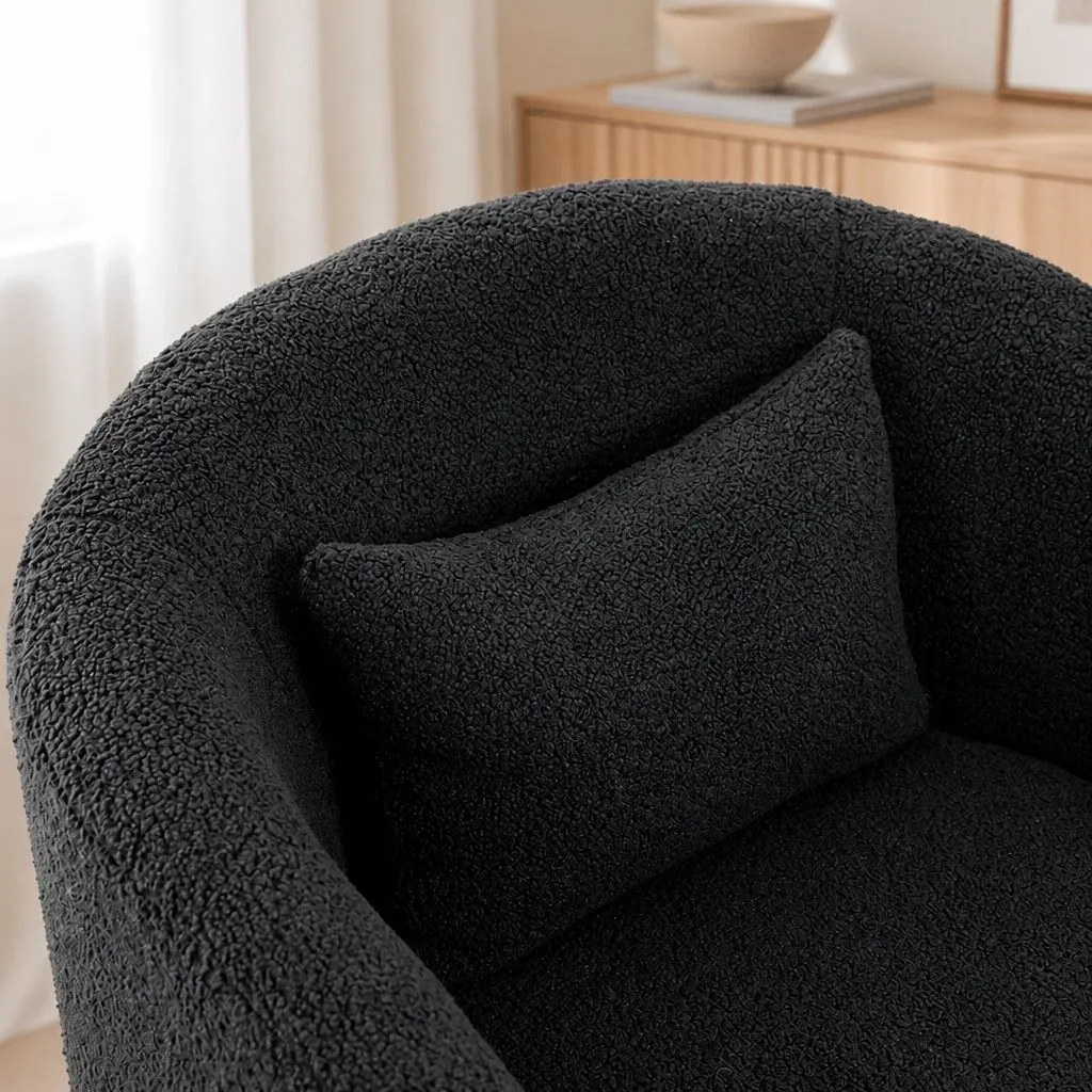 Swivel Armchair Modern Grey Fleece 360 Degree Accent Seat