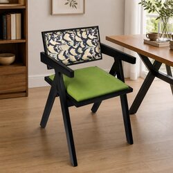 Dining Chair Retro Backrest Vintage French Style Kitchen Seat with Cushion