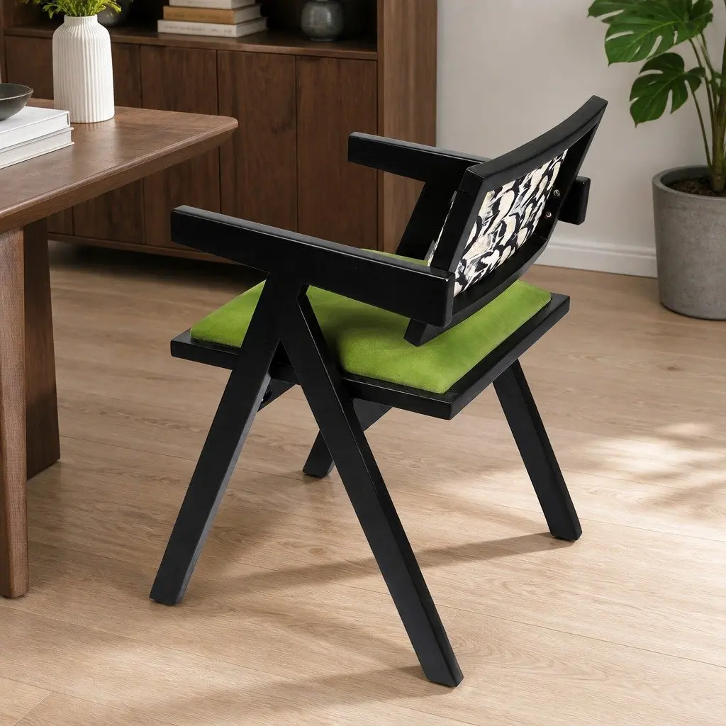 Dining Chair Retro Backrest Vintage French Style Kitchen Seat with Cushion