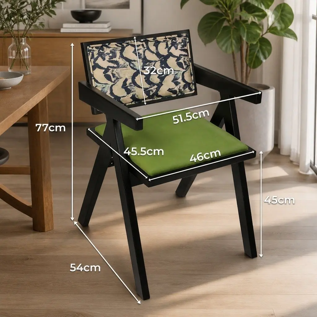 Dining Chair Retro Backrest Vintage French Style Kitchen Seat with Cushion