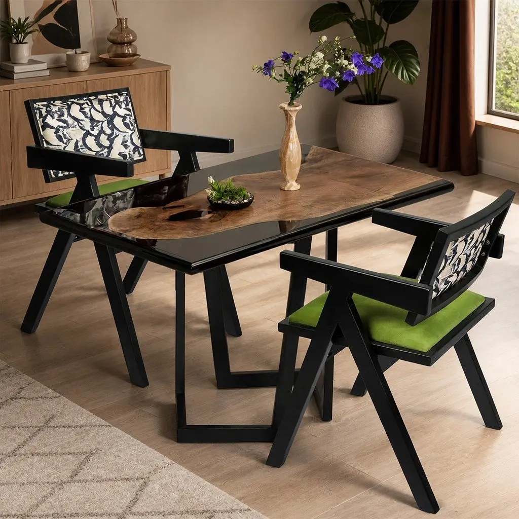 Dining Chair Retro Backrest Vintage French Style Kitchen Seat with Cushion