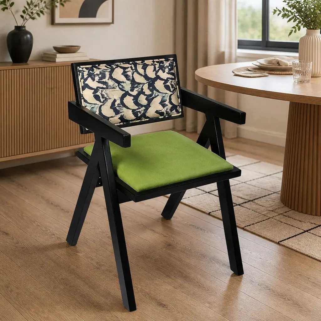 Dining Chair Retro Backrest Vintage French Style Kitchen Seat with Cushion