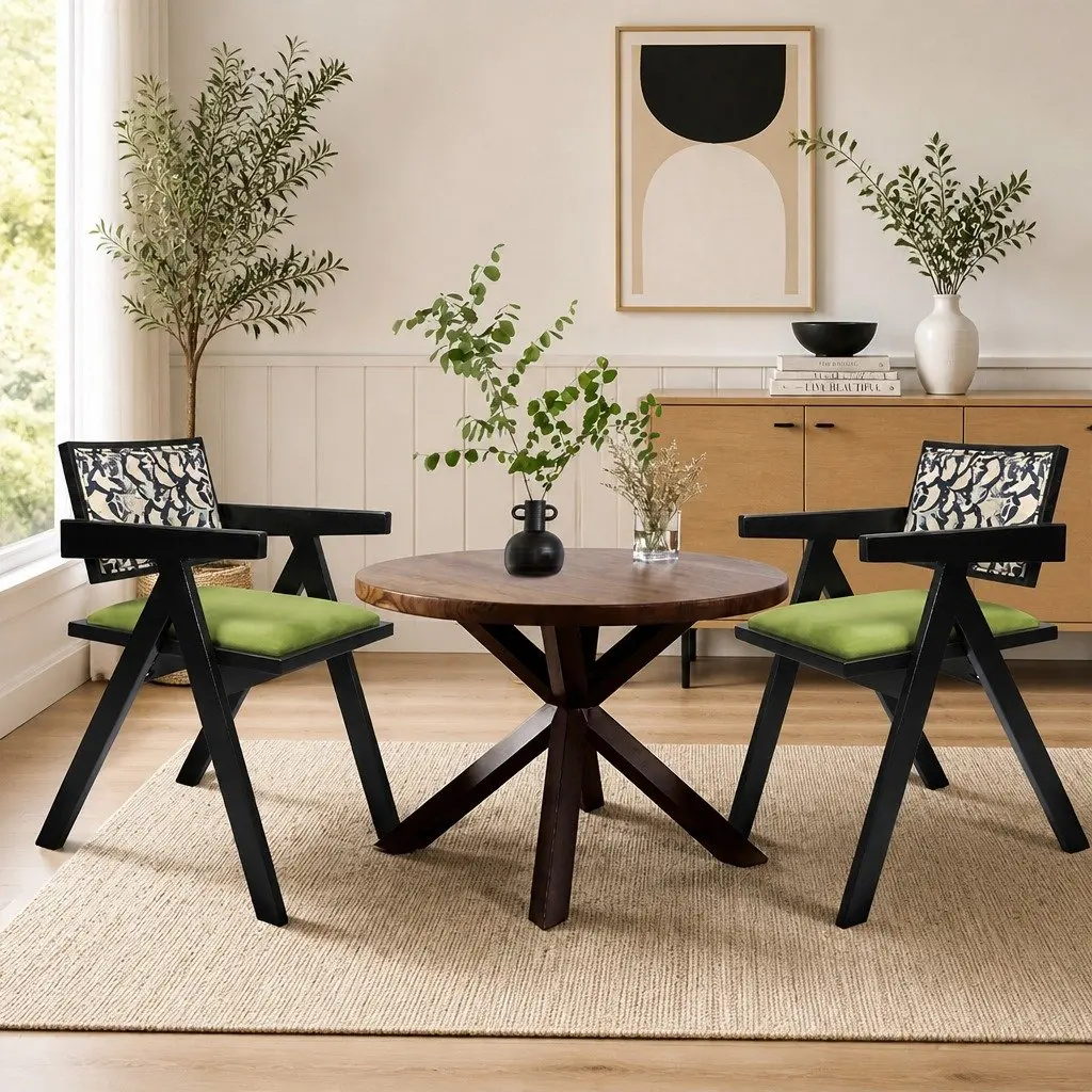 Vintage-Inspired Dining Chairs Set with Sturdy Wood Frame