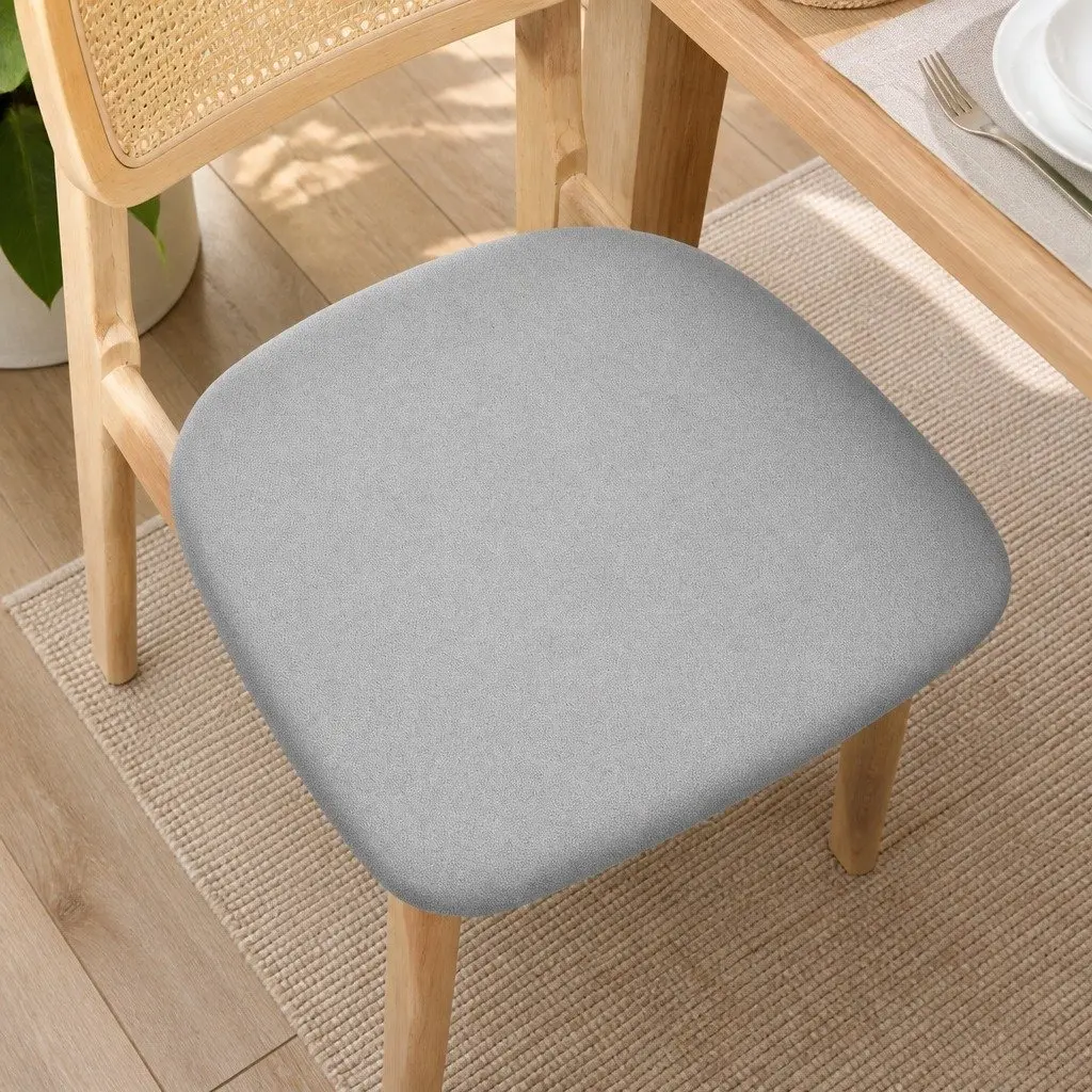 Set of 6 Natural Rattan Dining Chairs with Wood Frame