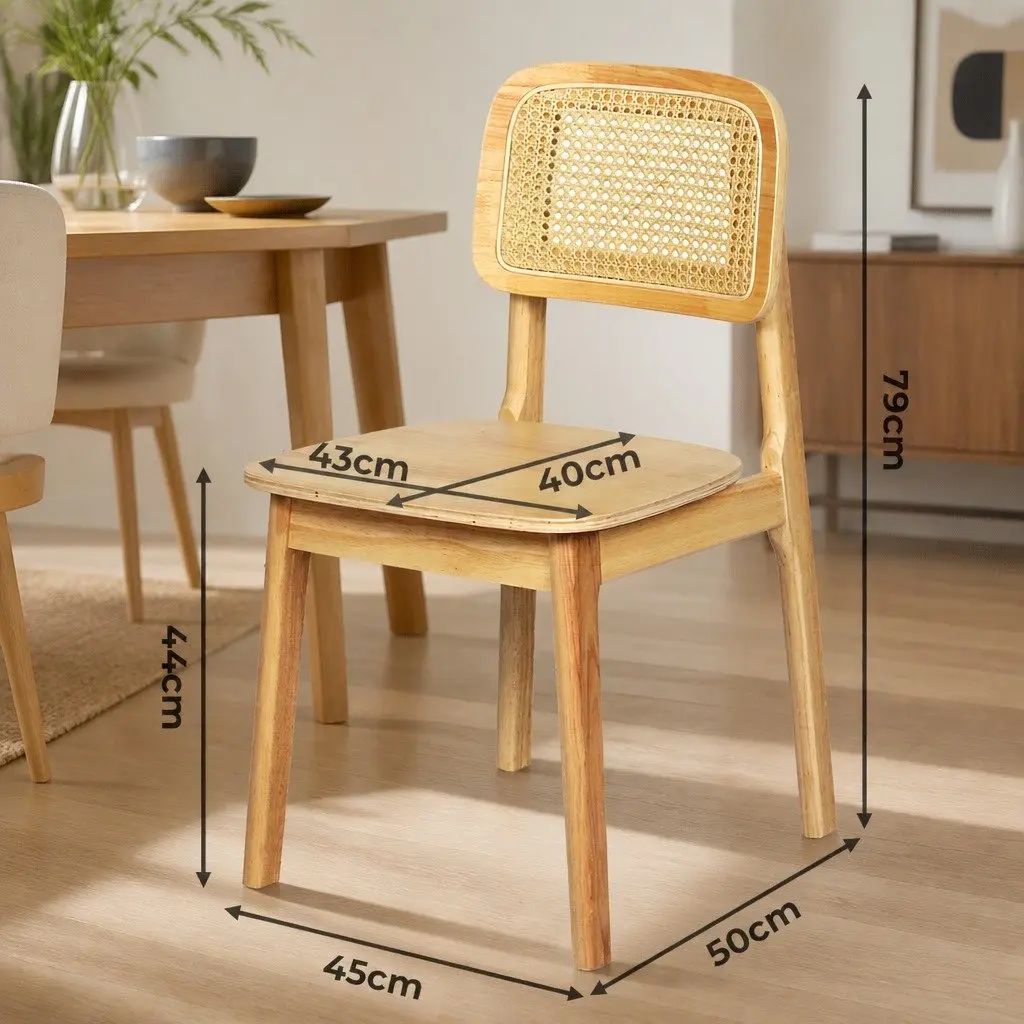Dining Chair Set of 6 with Rattan Backs