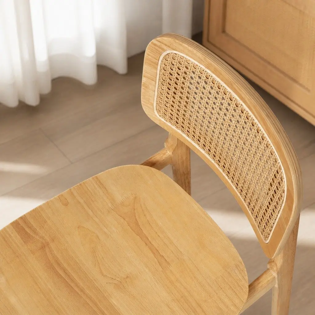 Dining Chair Set of 6 with Rattan Backs