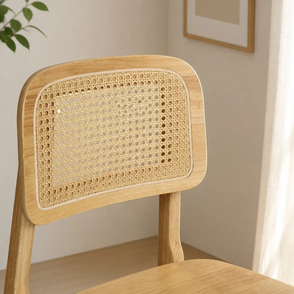 Dining Chair Set of 6 with Rattan Backs