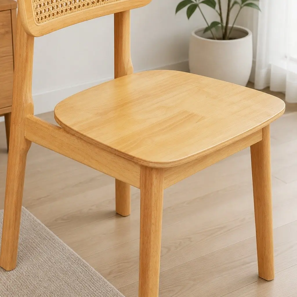 Dining Chair Set of 6 with Rattan Backs