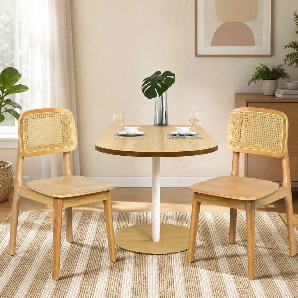 Dining Chair Set of 6 with Rattan Backs