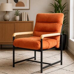 Velvet Cushion Lounge Chair with Metal Frame