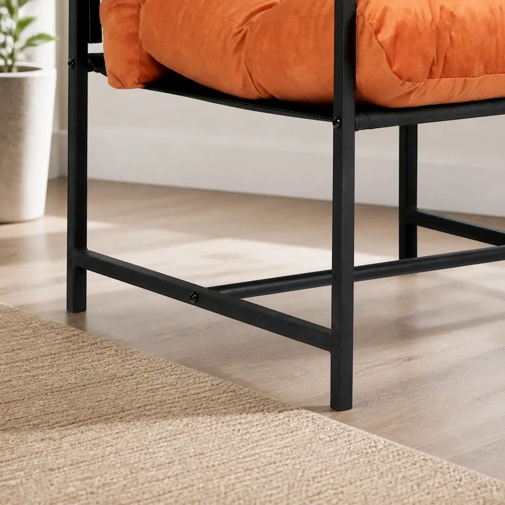 Velvet Cushion Lounge Chair with Metal Frame