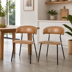 Modern PU Leather Dining Chairs with Padded Seating