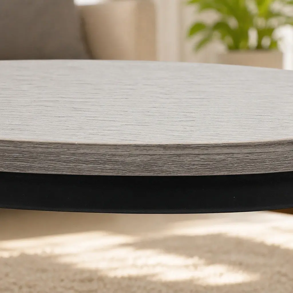 Round Nesting Coffee Table Set Rustic Wood Grain Grey Metal Frame 2 Piece