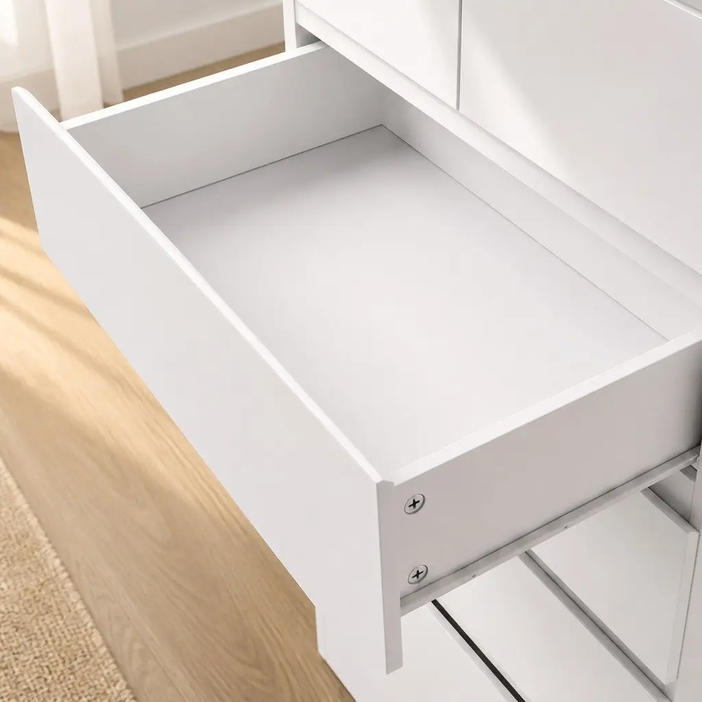 Tall Storage Cabinet with 7 Drawers in White