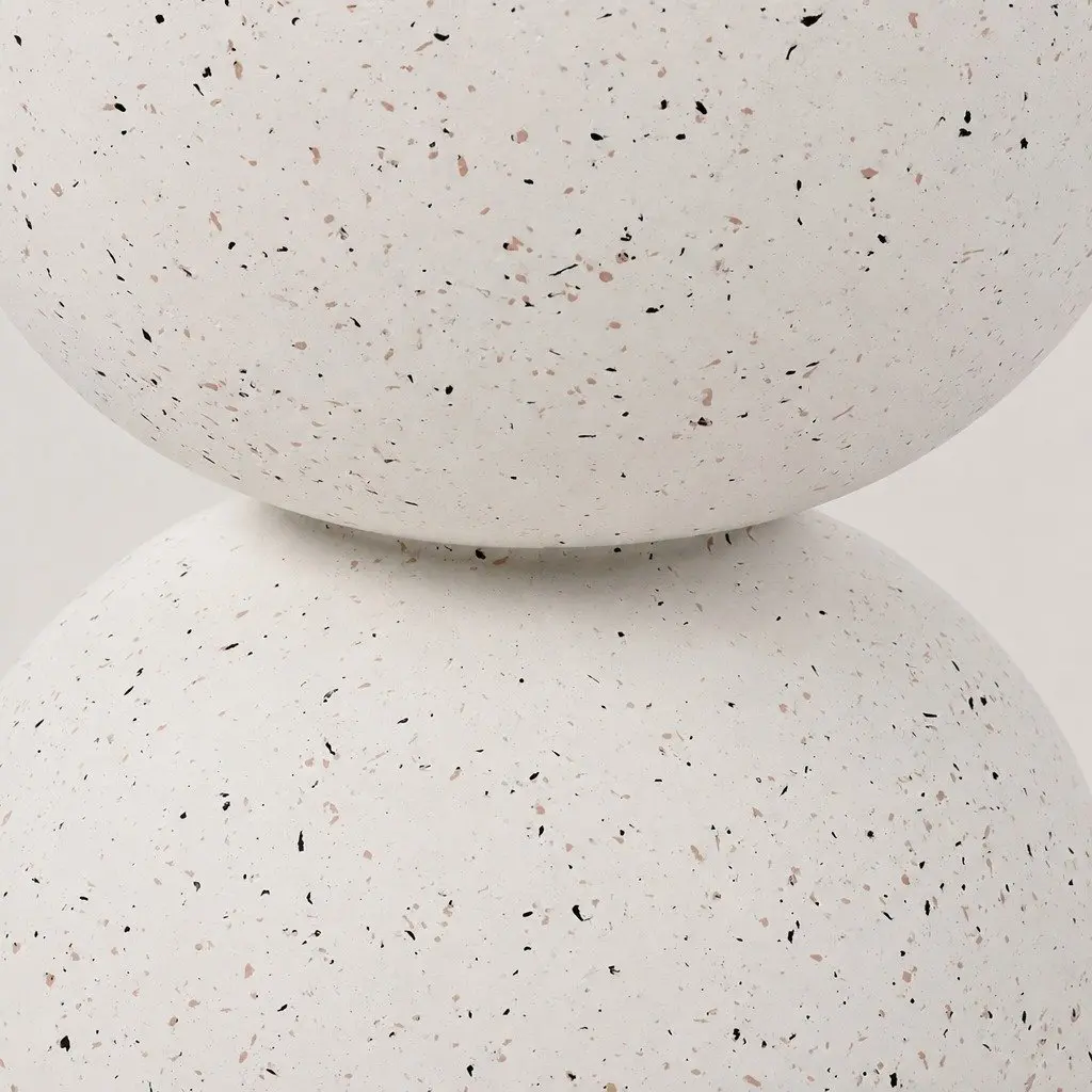 Side Table Terrazzo Hourglass Round 40cm Beige Magnesium Cement