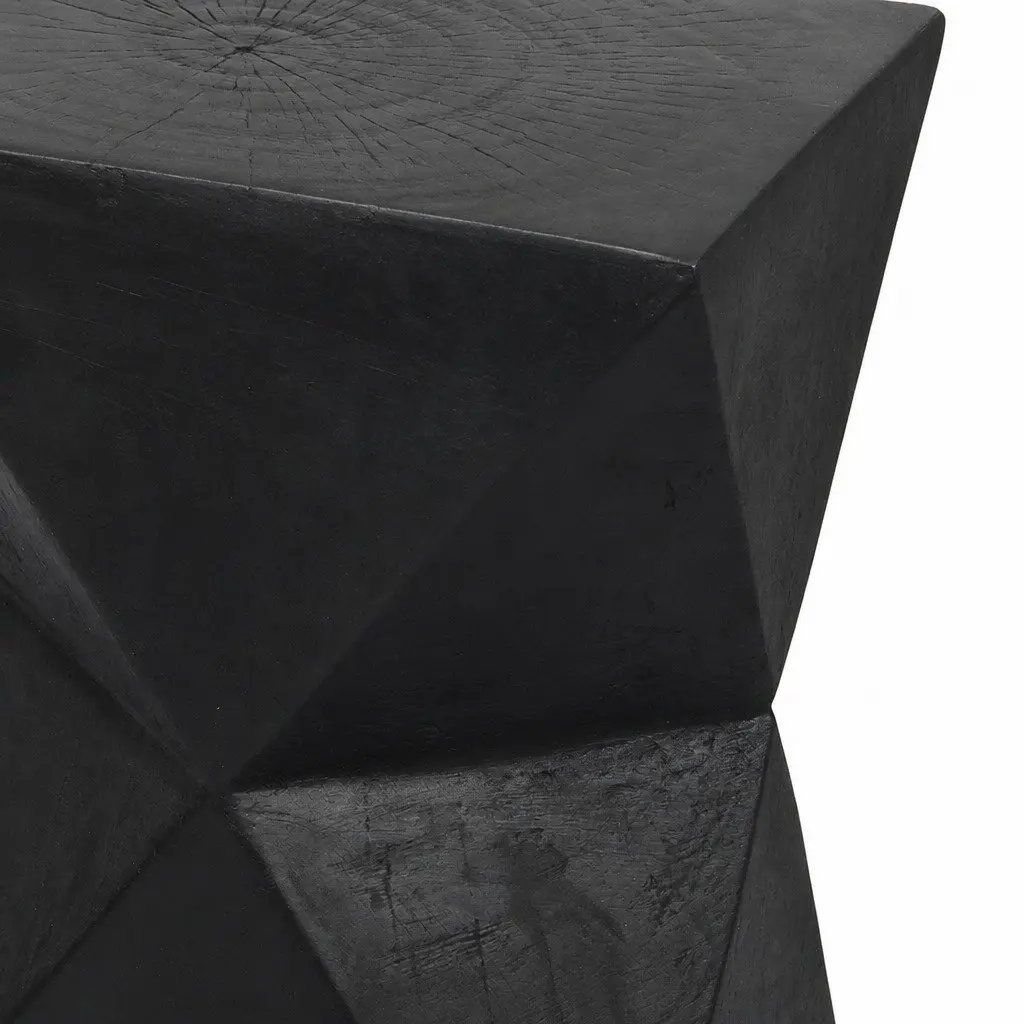 Geometric Side Table Terrazzo Black 31cm x 31cm x 45cm Magnesium Cement Nightstand Accent Stool