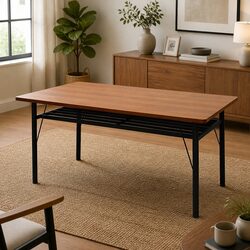 Warm Dining Table with Storage Shelf for 4-6 People