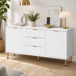 Elegant White Storage Sideboard Cabinet with Drawers