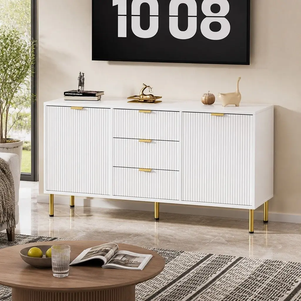 White Storage Sideboard Cabinet with Drawers