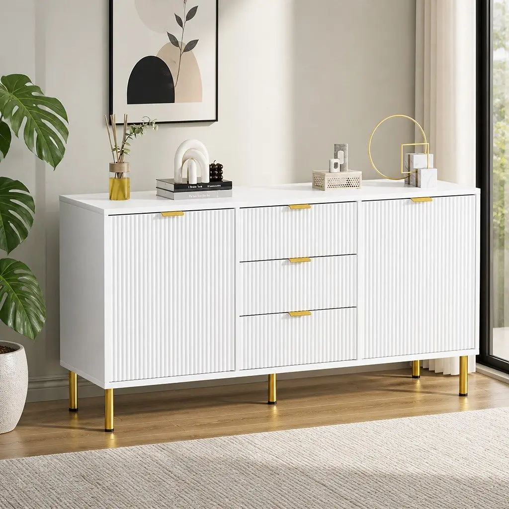 White Storage Sideboard Cabinet with Drawers
