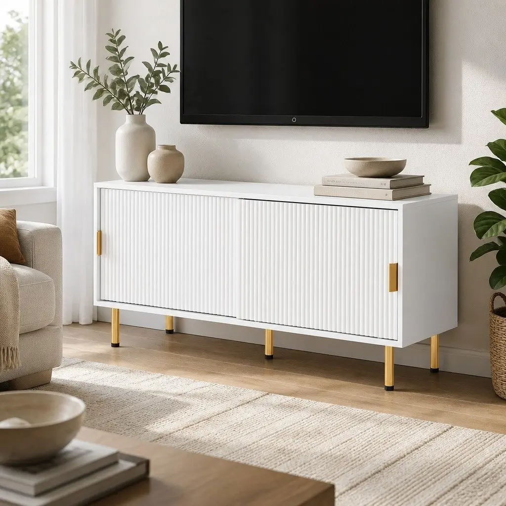 White TV Cabinet Entertainment Unit 120cm