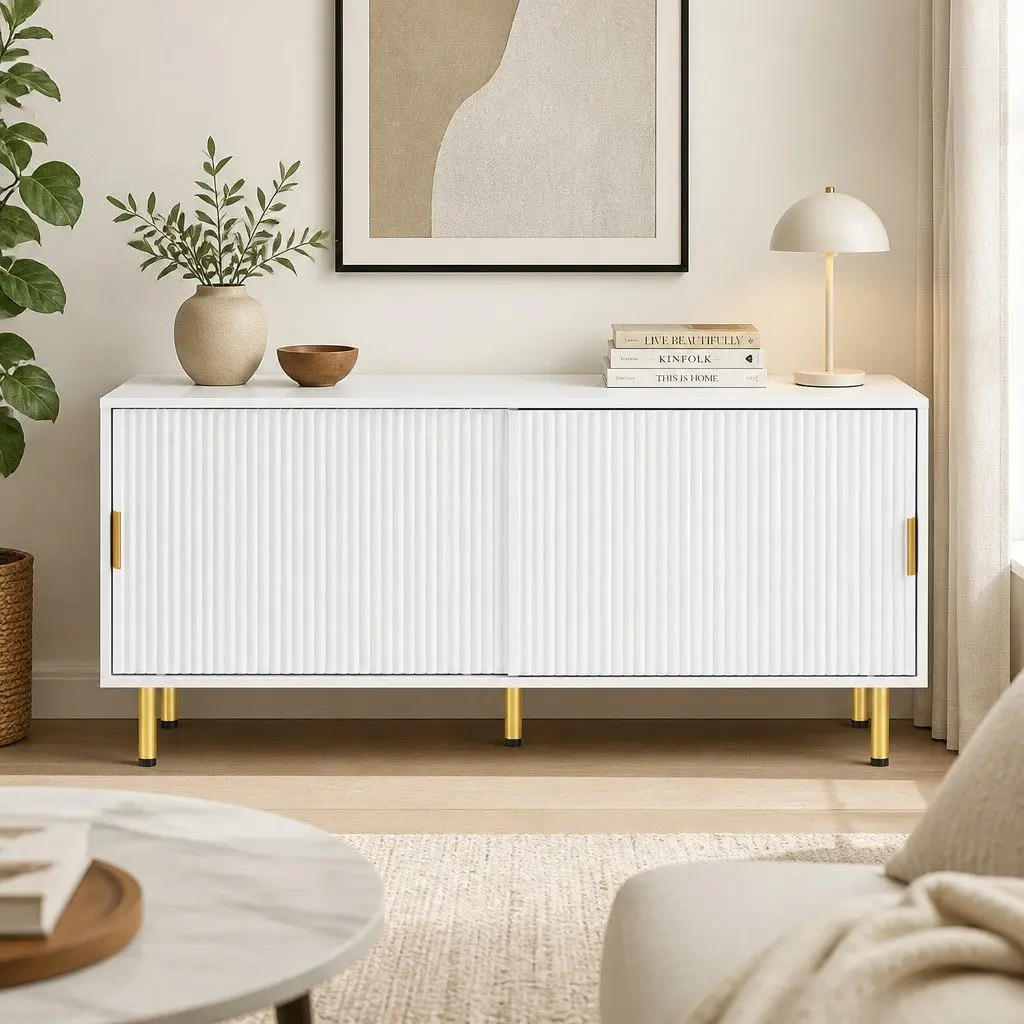 White TV Cabinet Entertainment Unit 120cm