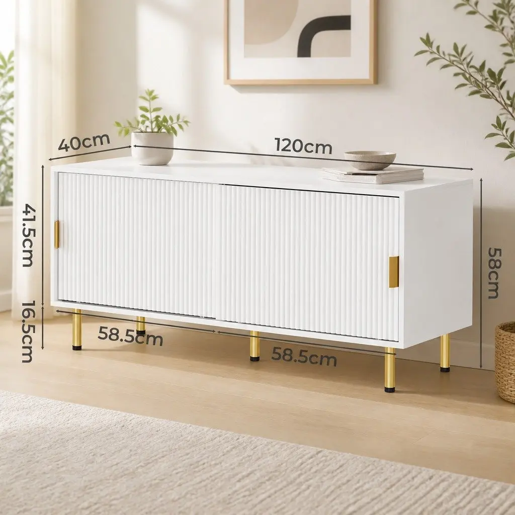 White TV Cabinet Entertainment Unit 120cm