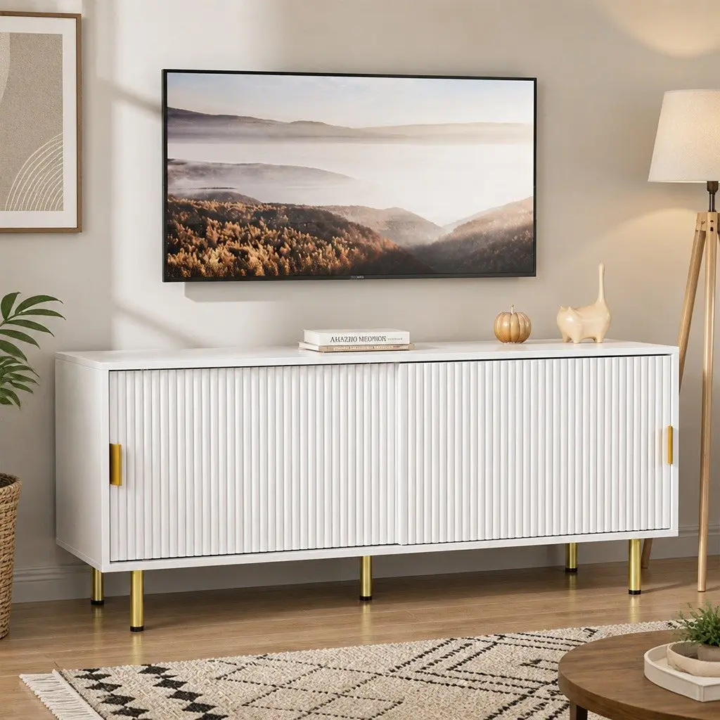 White TV Cabinet Entertainment Unit 120cm