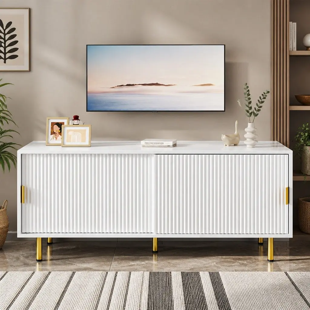 White TV Cabinet Entertainment Unit 120cm
