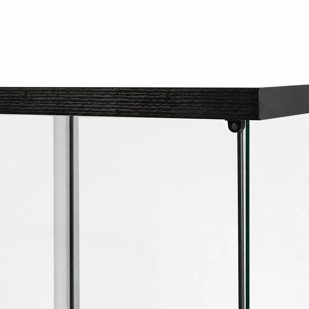 Glass Display Cabinet 4-Tier Black 164cm Tall Tempered Glass Shelves MDF Magnetic Doors
