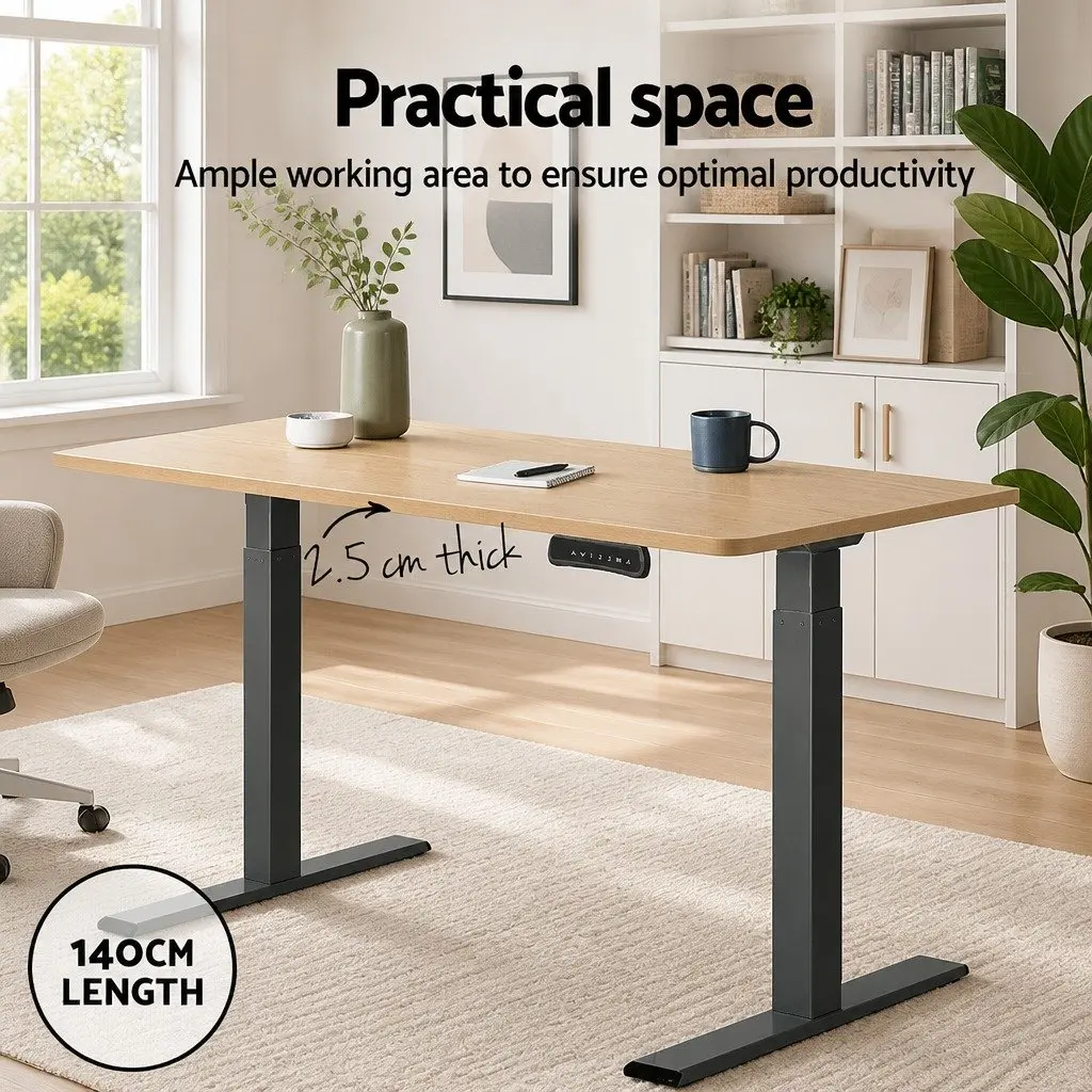 Standing Desk Top White Oak 140cm Particle Board Pre-Drilled
