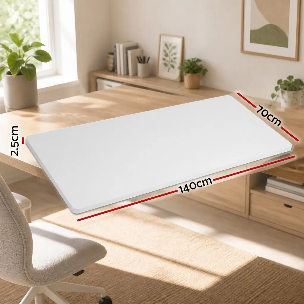 Standing Desk Top White 140cm Particle Board Durable Office Work Surface