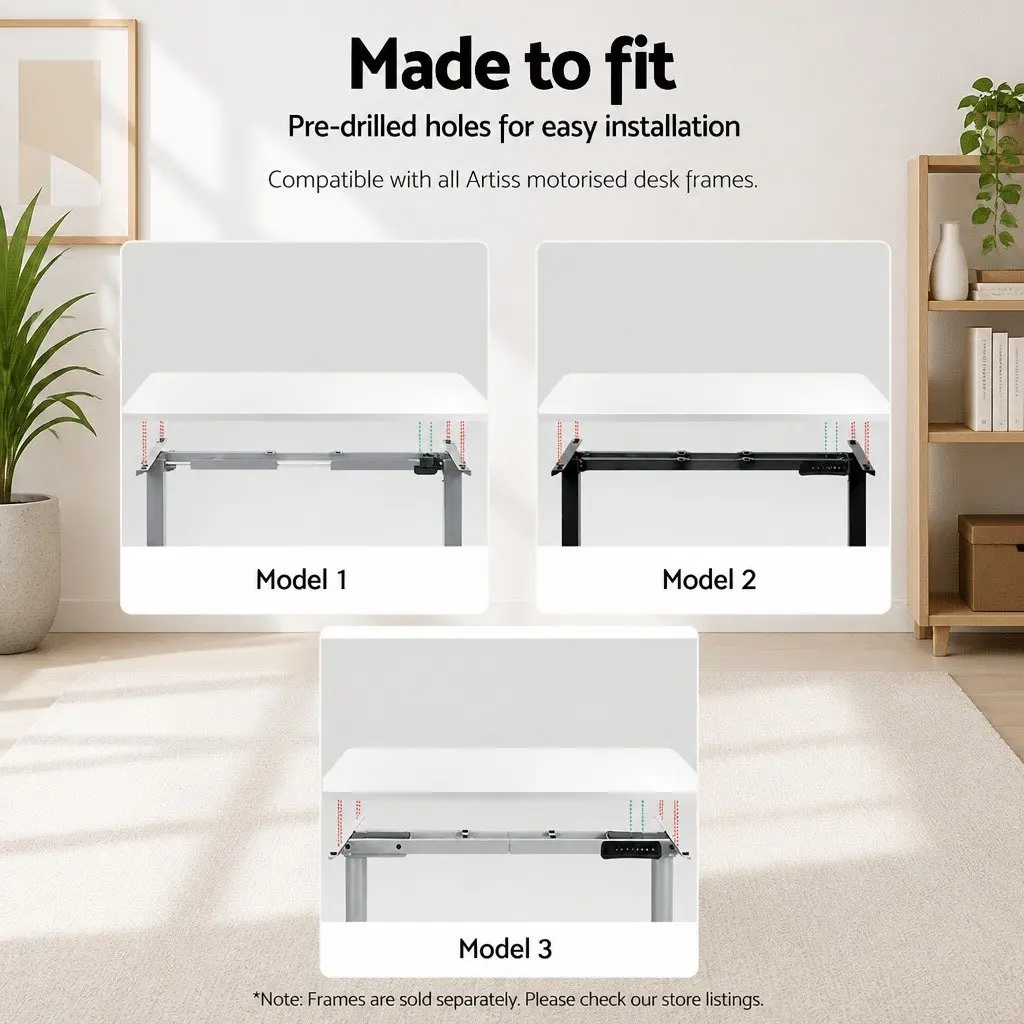 Standing Desk Top White 140cm Particle Board Durable Office Work Surface