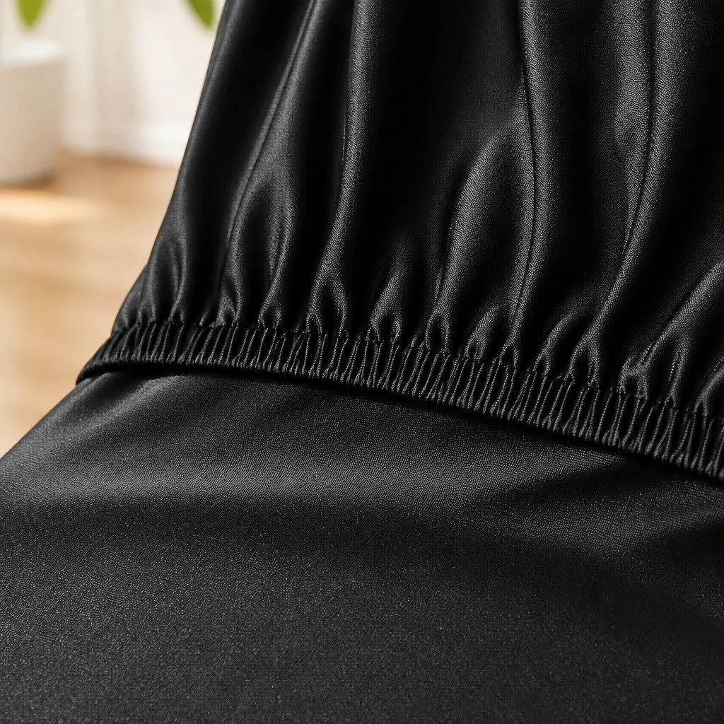 Dining Chair Covers Stretchable Slipcovers 4 Pack Black Polyester Spandex