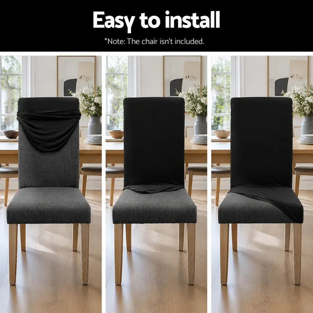 Dining Chair Covers Stretchable Slipcovers 4 Pack Black Polyester Spandex