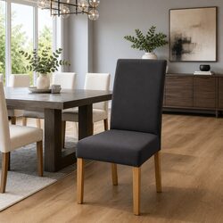 Set of 4 Grey Spandex Stretch Dining Chair Covers