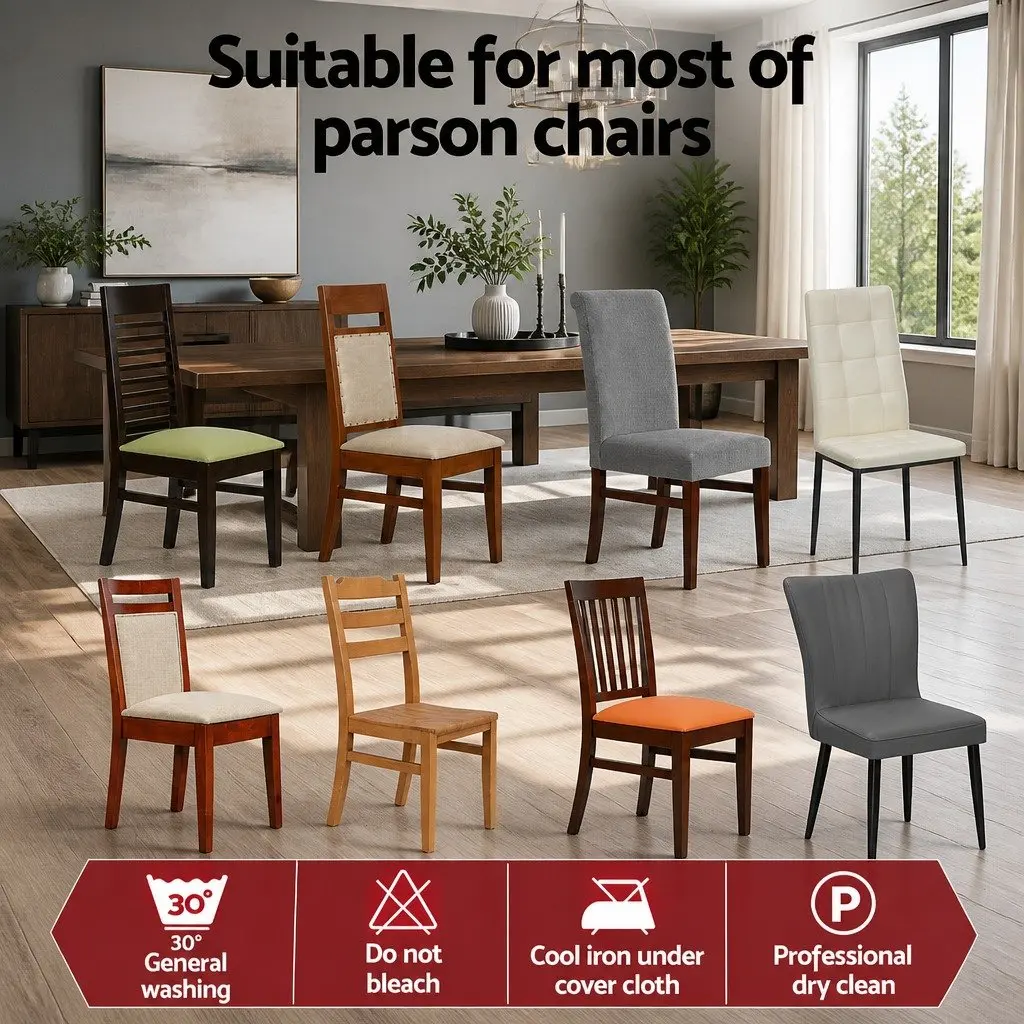 Dining Chair Covers Spandex Stretch Slipcovers Grey 4 Piece