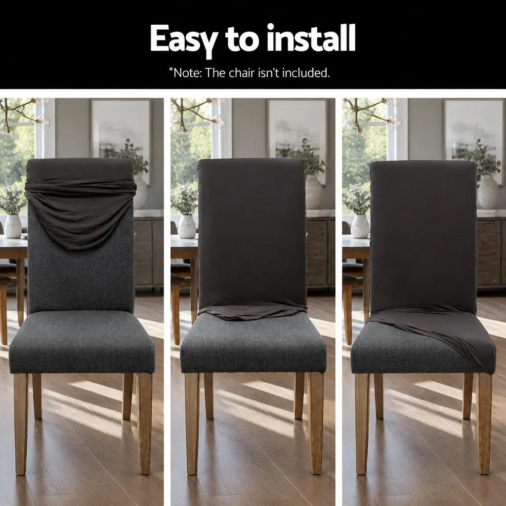 Dining Chair Covers Spandex Stretch Slipcovers Grey 4 Piece
