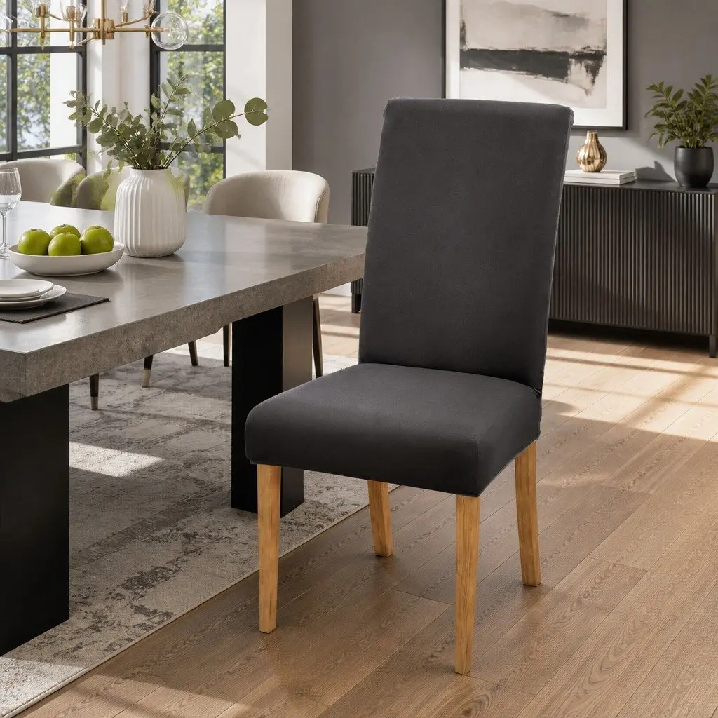 Dining Chair Covers Spandex Stretch Slipcovers Grey 4 Piece